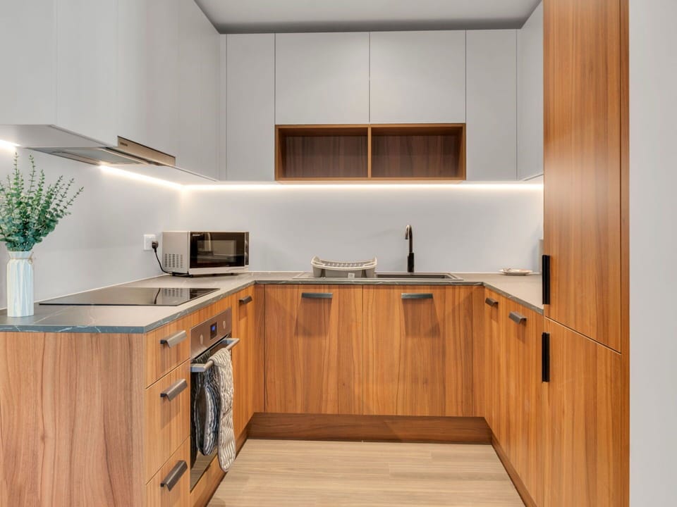 Wood, Cabinetry, Interior Design, Flooring, Kitchen, Furniture, Countertop, Floor, Kitchen Appliance, Cupboard