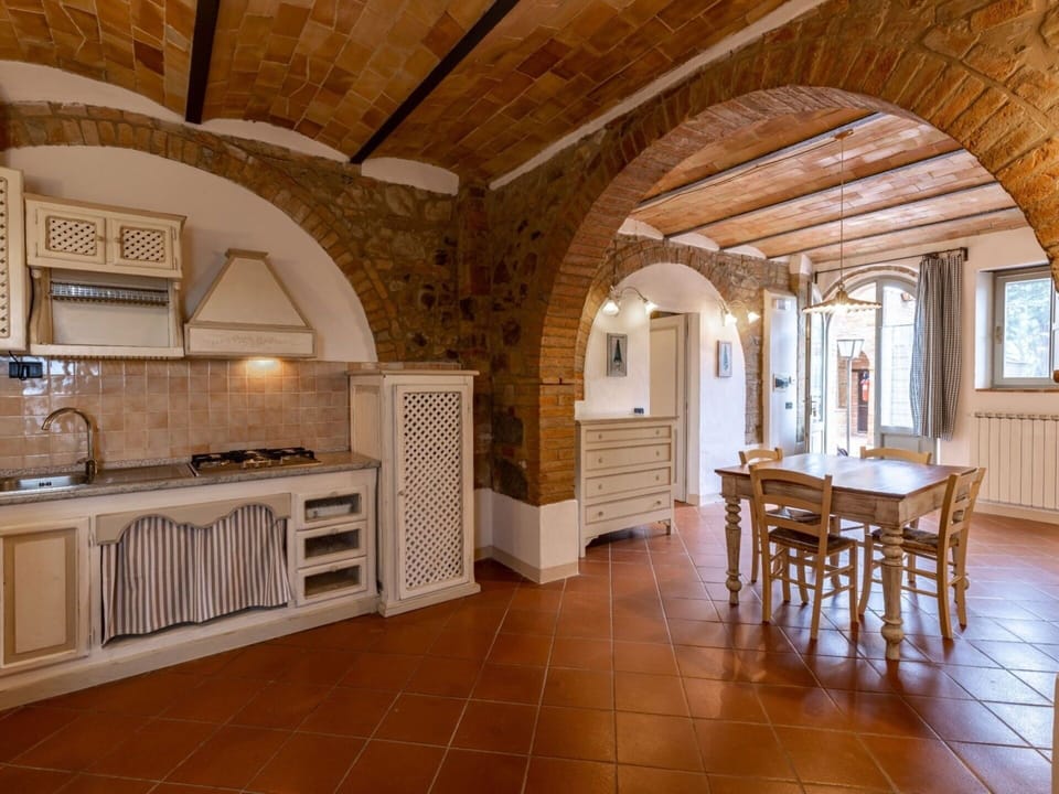 Interior Design, Flooring, Furniture, Ceiling, Wood, Kitchen, Floor, Countertop, Lighting, Room