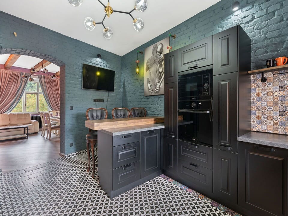 Kitchen, Furniture, Countertop, Kitchen Appliance, Interior Design, Cabinetry, Flooring, Wall, Major Appliance, Floor