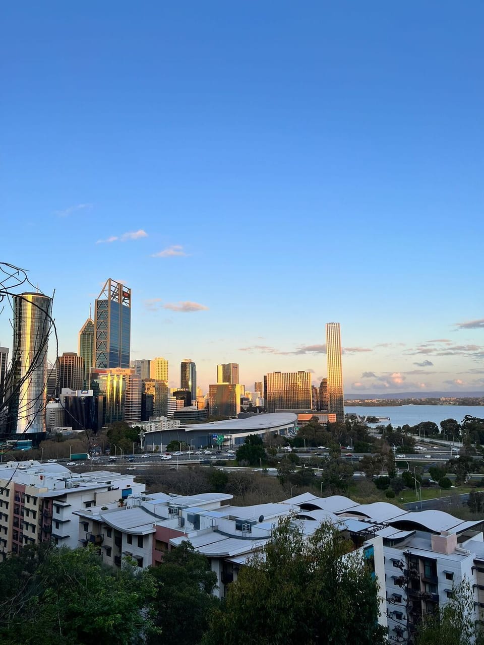Wake up to this! Enjoy unforgettable panoramic views of the city skyline and the river, especially beautiful during sunset