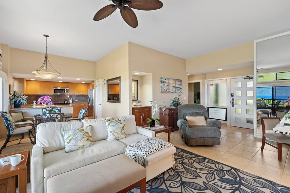 Spacious living room ideal for relaxing together after island adventures.