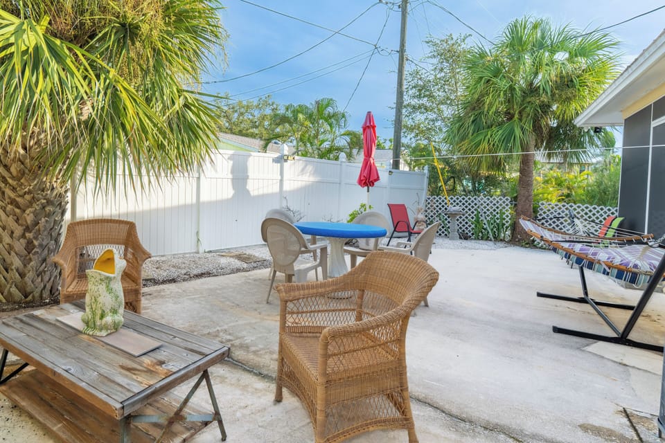 Plenty of seating options in the backyard.