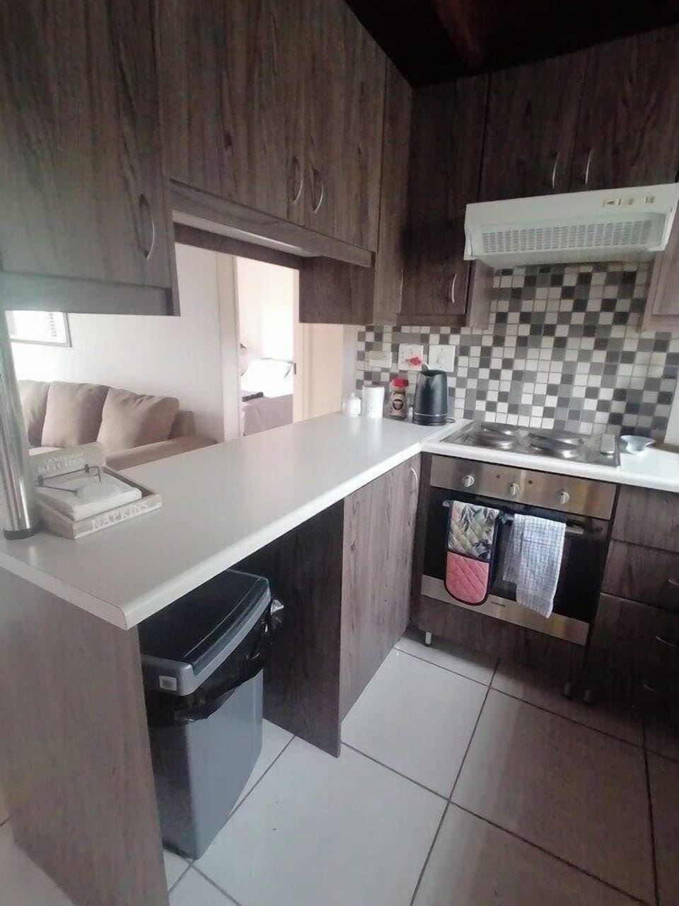 Kitchen counter - facing lounge and bedroom