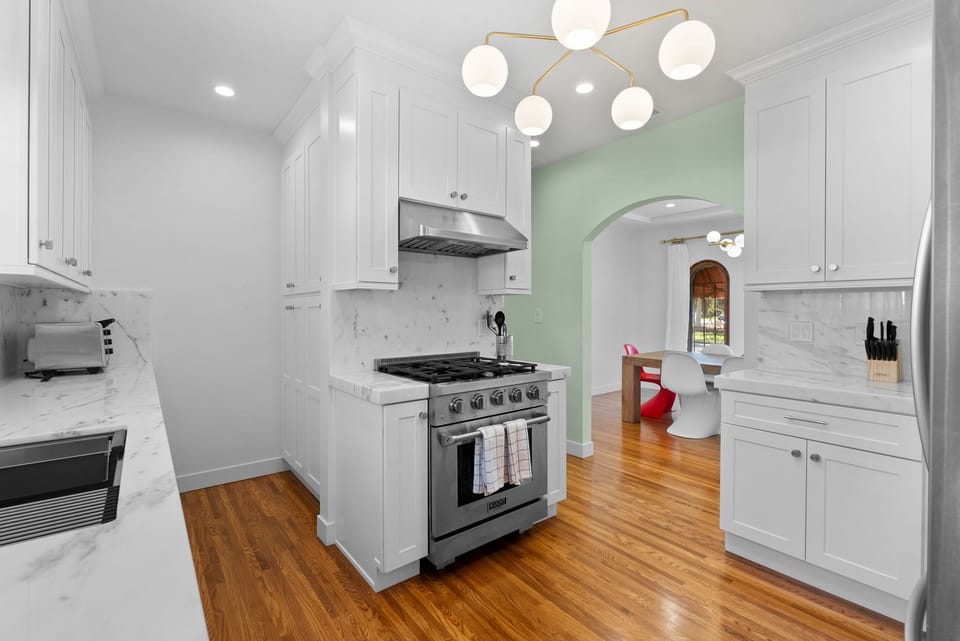 Upgraded kitchen with gas range
