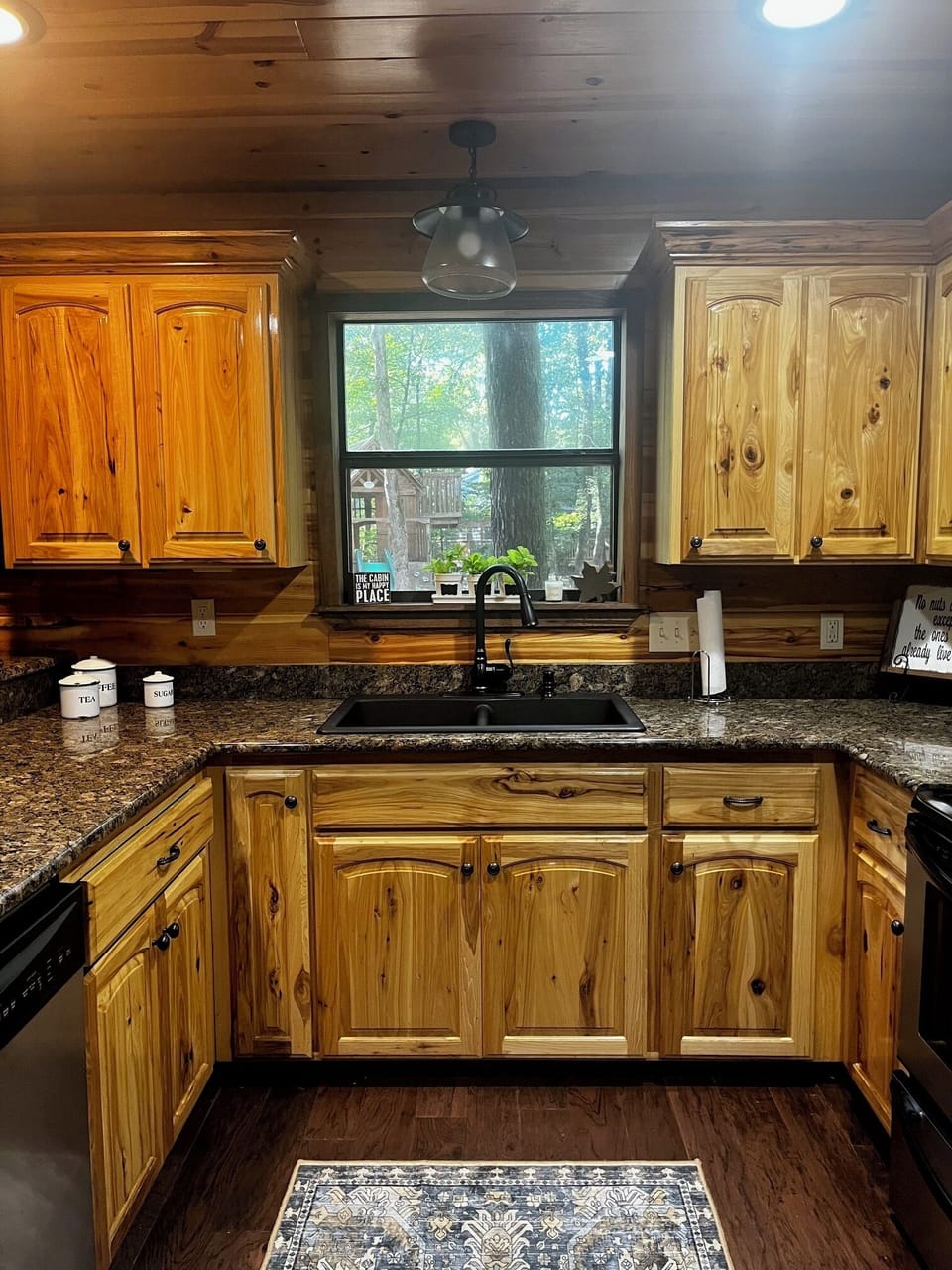 Fully stocked kitchen.