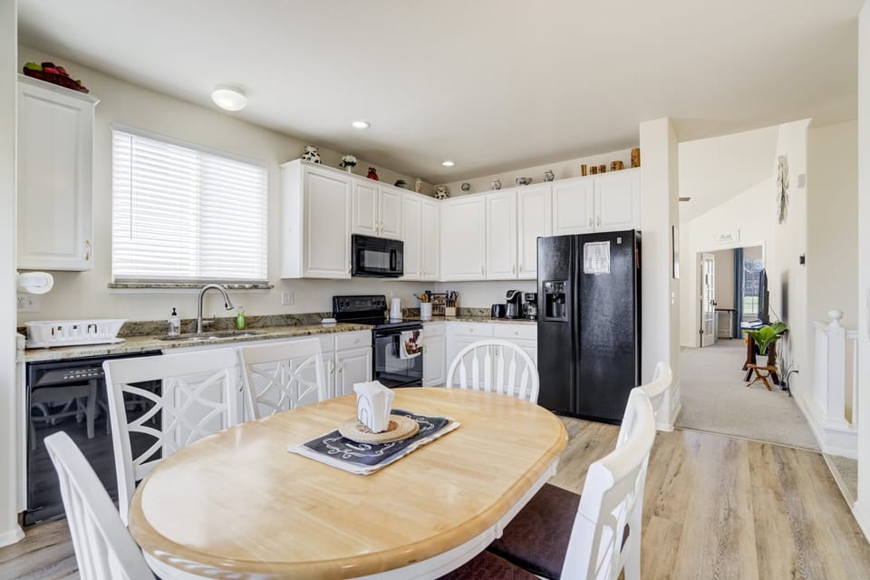Complete with plenty of counter space and everything you need to prepare meals