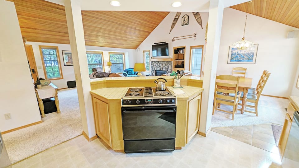 The island boasts the stovetop and oven.