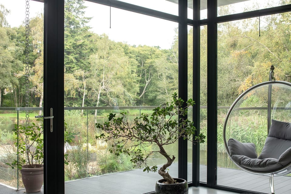 Views to the lake at The Bridge House, Hampshire