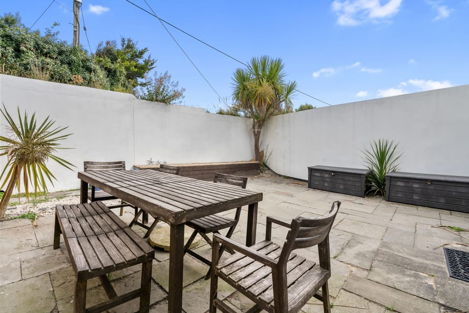 Rear Patio at Macalby Cottage, Harlyn Bay,  Holiday Home