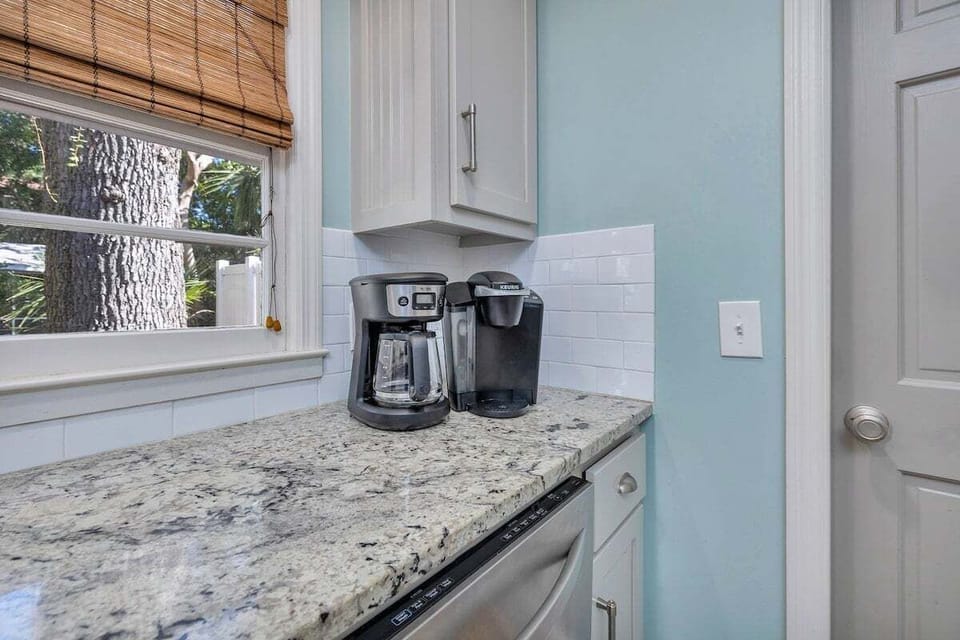 Kitchen counter with coffee maker
