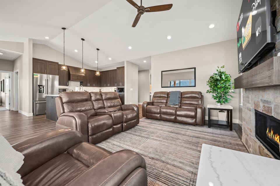 Unwind after a day of adventure in a spacious living area with premium seating.
