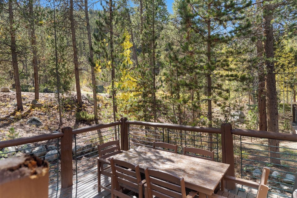 Private deck with outdoor seating.