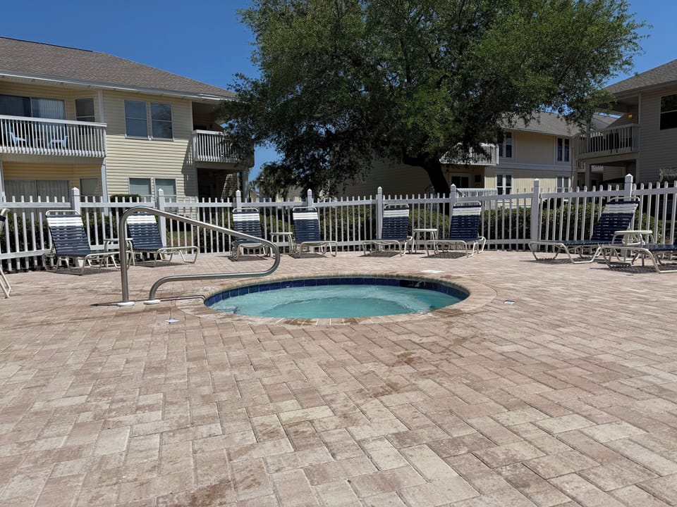 One of three hot tubs at the main pool