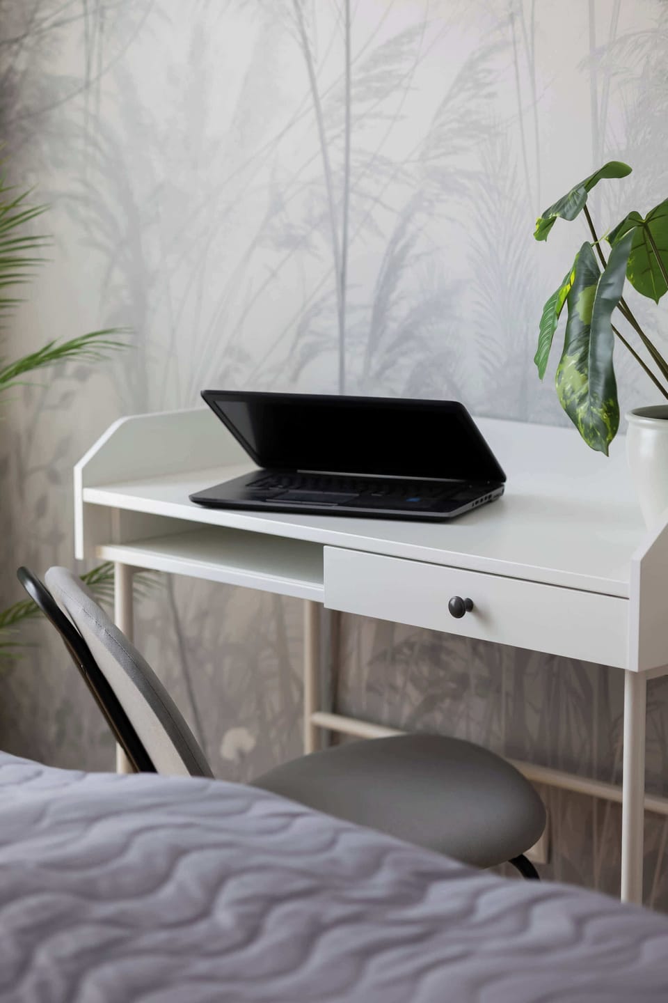 Desk with chair for remote work. 