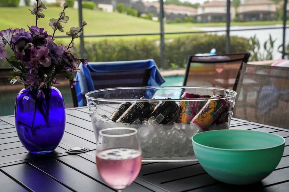 Enjoy refreshing drinks and beautiful lake views from your private patio