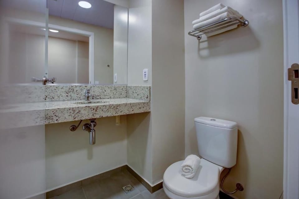 Shower, free toiletries, towels, soap