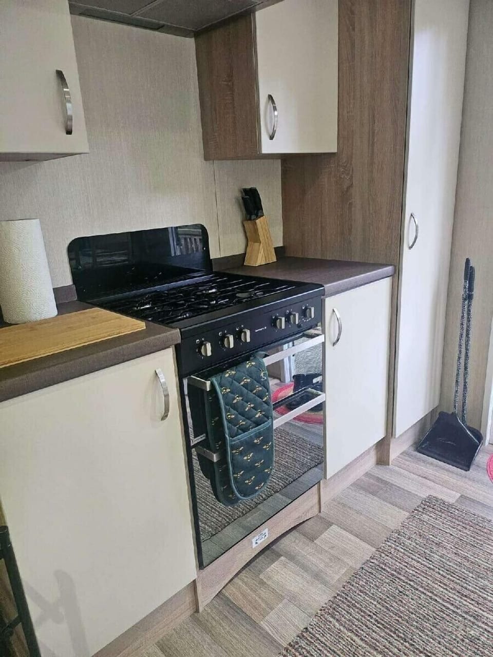 Fridge, microwave, toaster, cookware/dishes/utensils