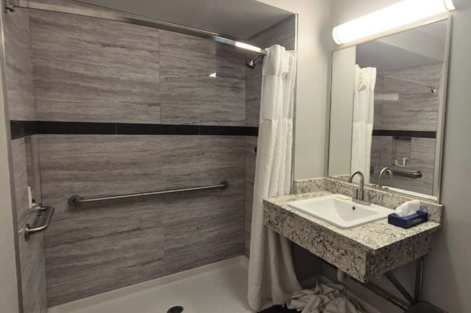 Room, 1 King Bed, Non Smoking | Bathroom | Free toiletries, hair dryer, towels