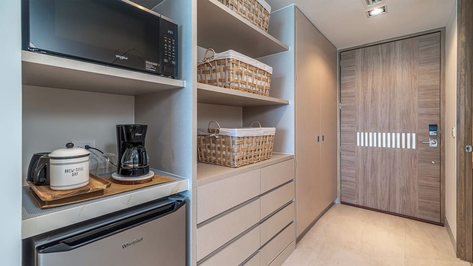 Microwave and coffee maker for your convenience