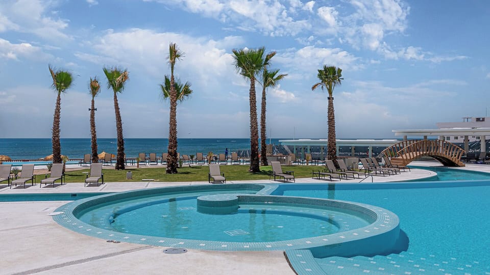 shallow pools dot the Resort grounds