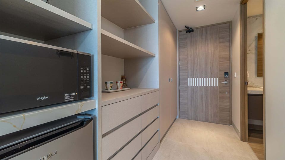 Microwave and mini fridge