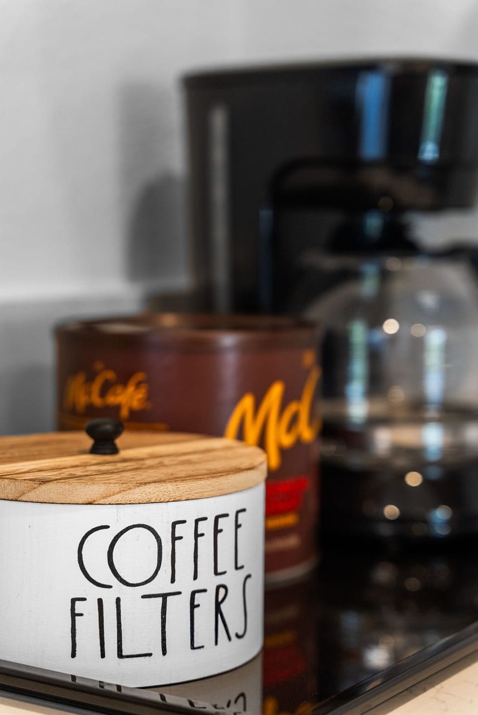 A coffee station ready for slow morning and quicks starts.