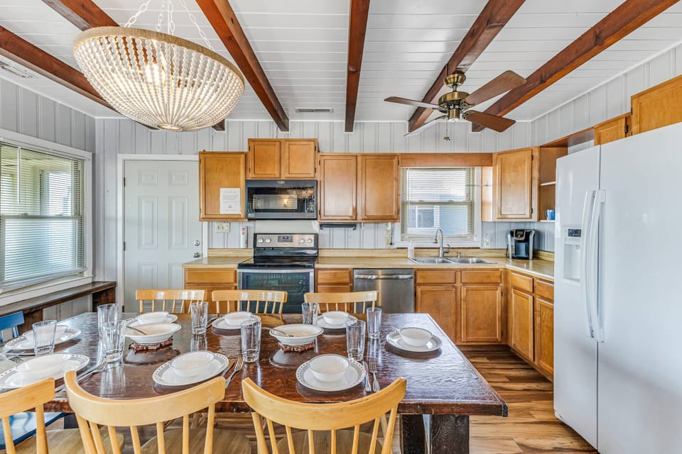 Dining table with seating for 8.