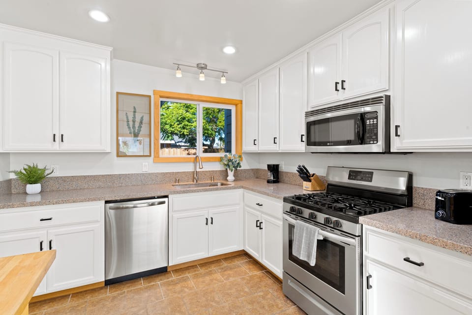 Sunny kitchen with lots of counter space