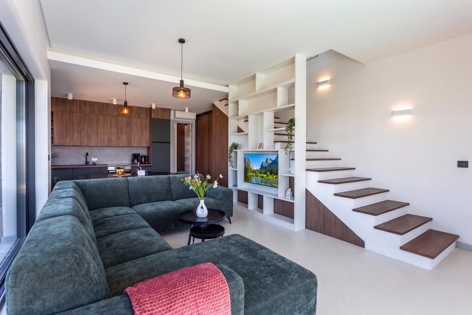 Family Villa, 3 Bedrooms, Balcony (Palm Villa Petra with Pool) | Living area | Flat-screen TV
