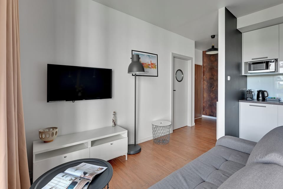 Deluxe Apartment, Balcony, River View | Living area | Flat-screen TV