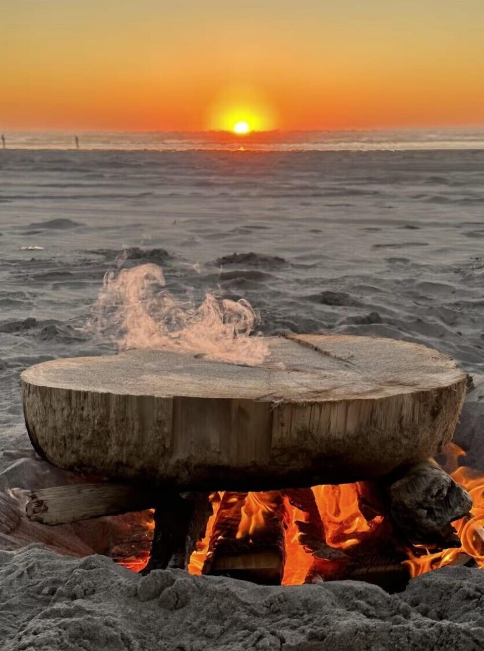Enjoy the incredible sunsets with a toasty fire!