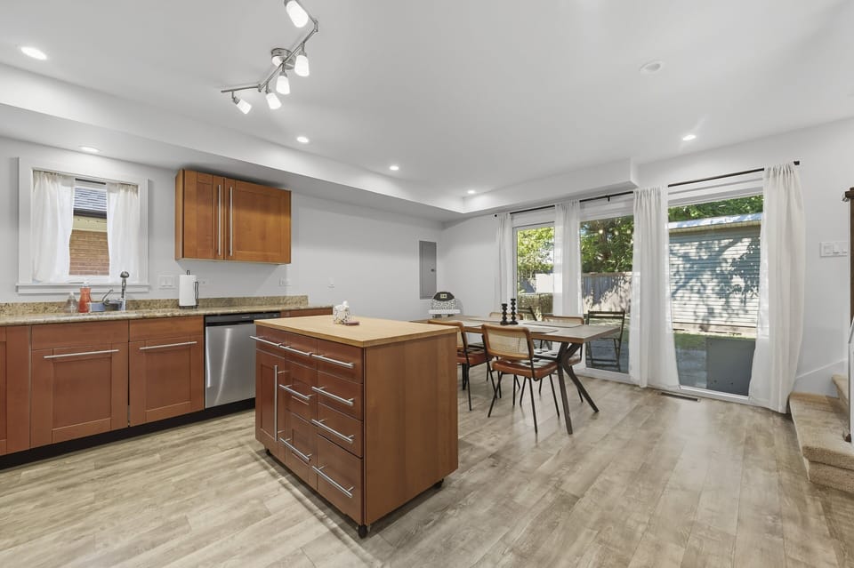 Indoors, Floor, Flooring, Kitchen, Chair