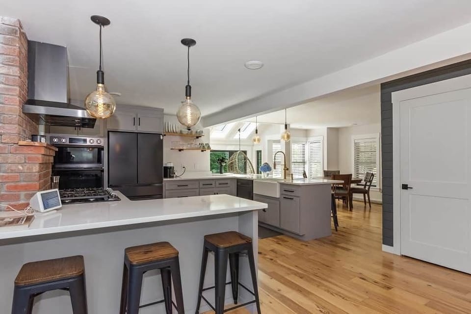 Renovated fully equipped kitchen in a Lisbon CT waterfront home near Norwich.