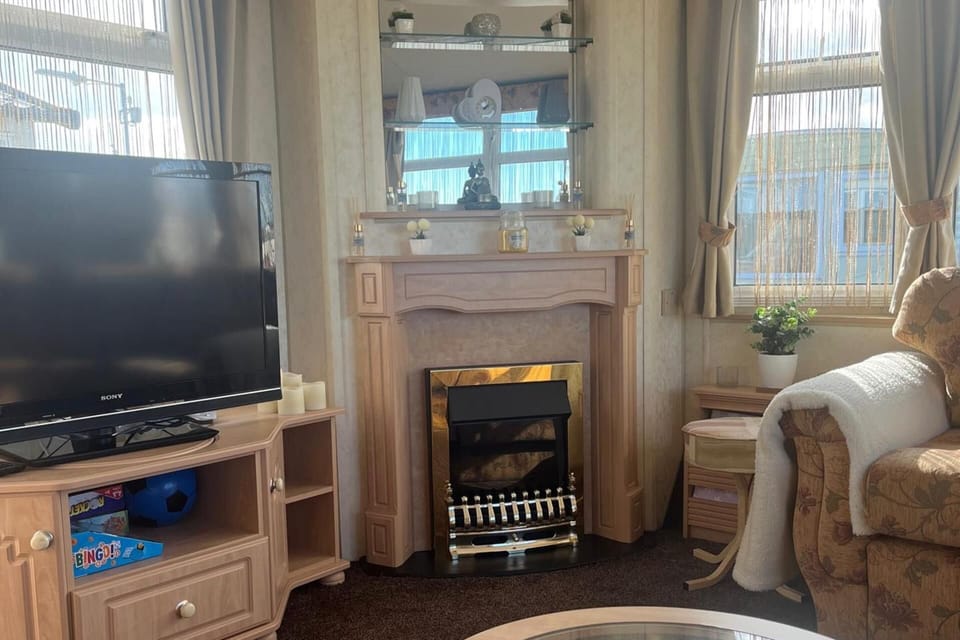 TV, fireplace