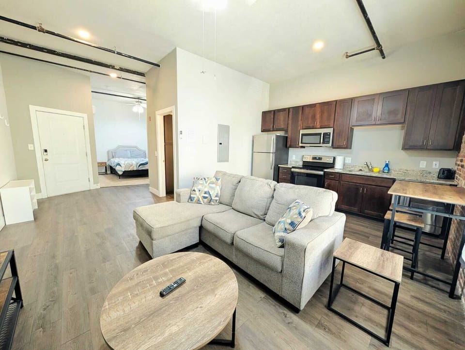 The cozy living room is designed for relaxation and entertainment.