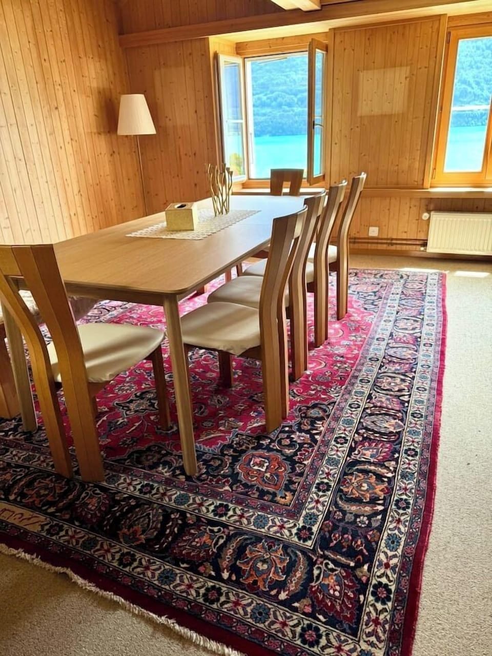 Dining together in a cozy chalet setting