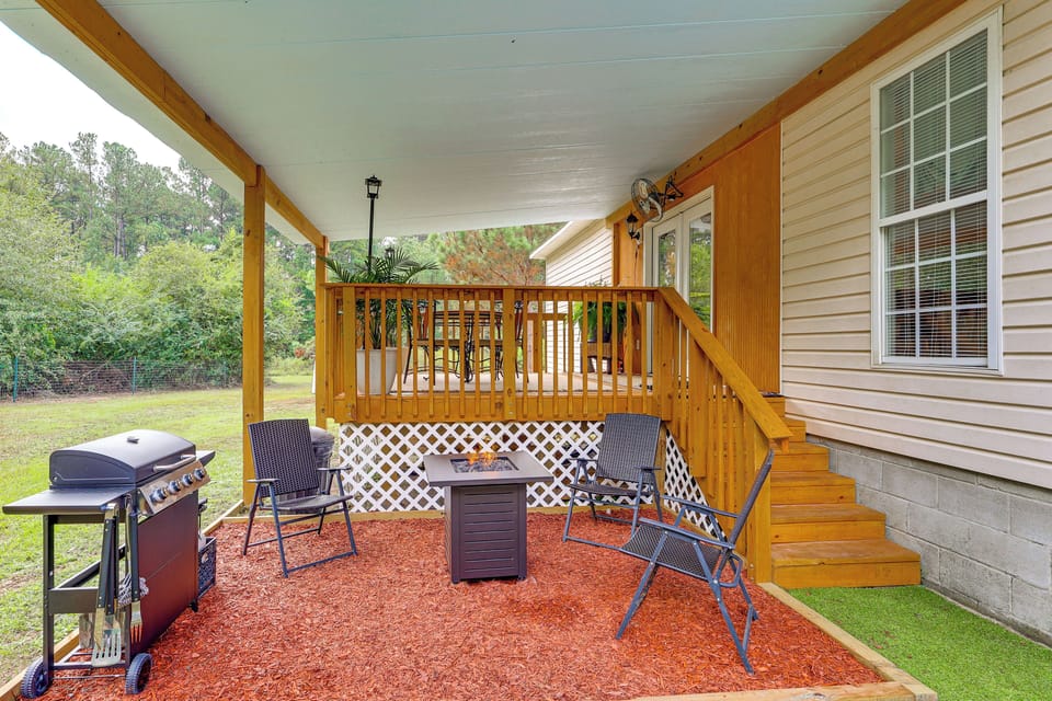 Covered Outdoor Space | Deck w/ Dining Area | Fire Pit w/ Seating | Gas Grill