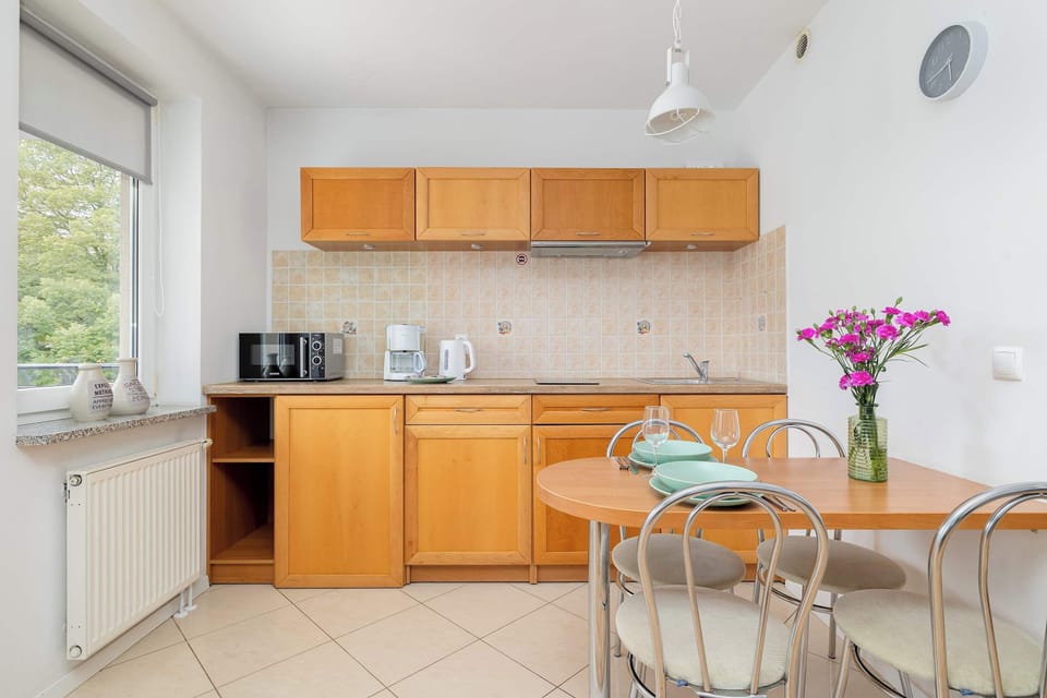 The fully equipped kitchenette includes everything you need for a home-cooked meal.