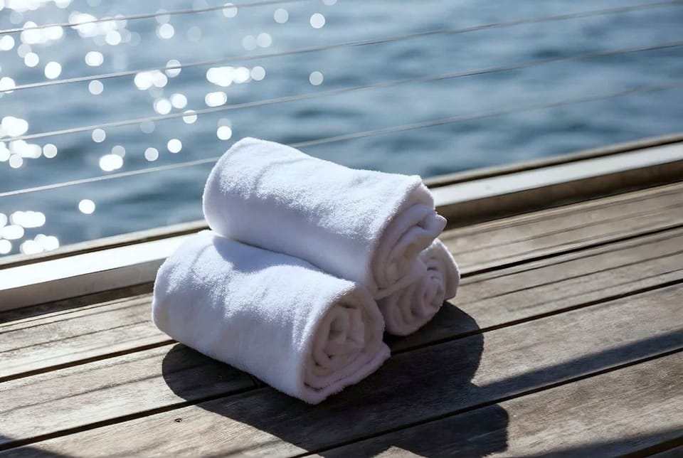 Fresh towels by the water