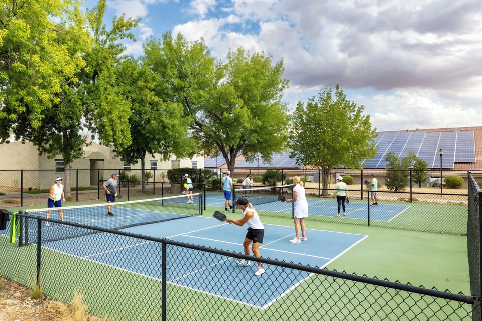 Enjoy a game of pickleball.