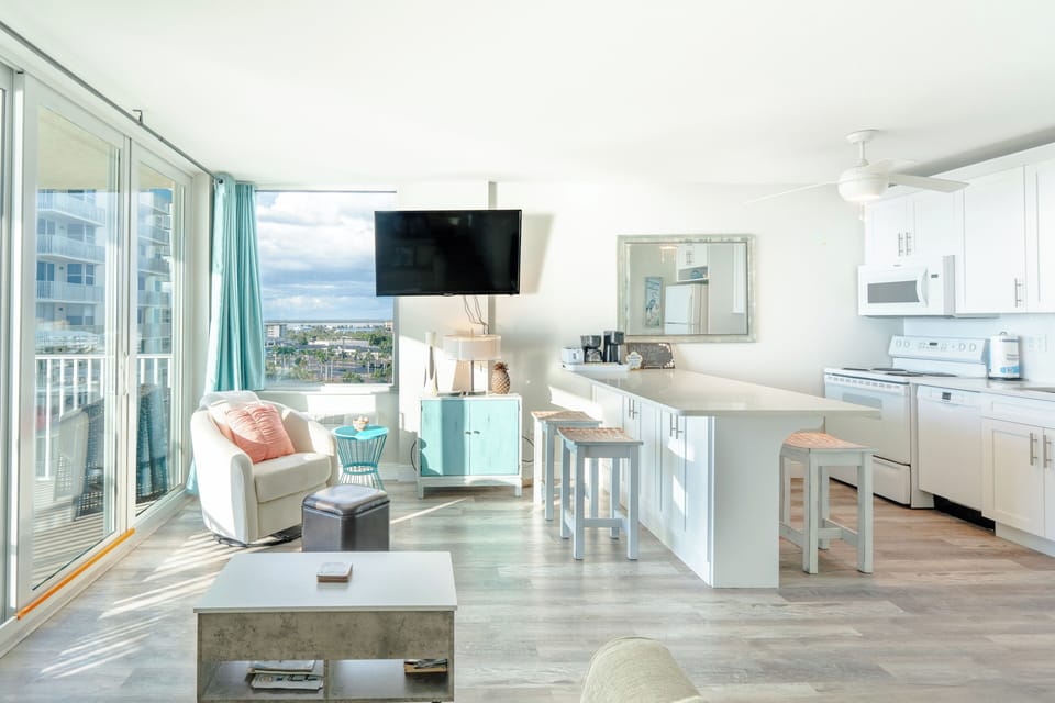 Breakfast bar with views.