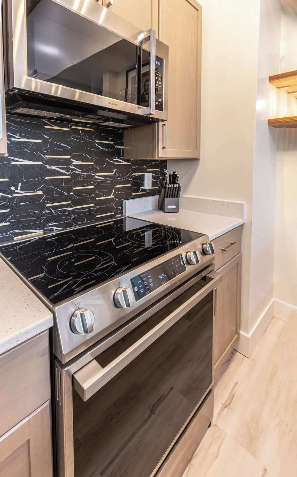 The spacious, fully equipped kitchen is ready for your cooking creativity.