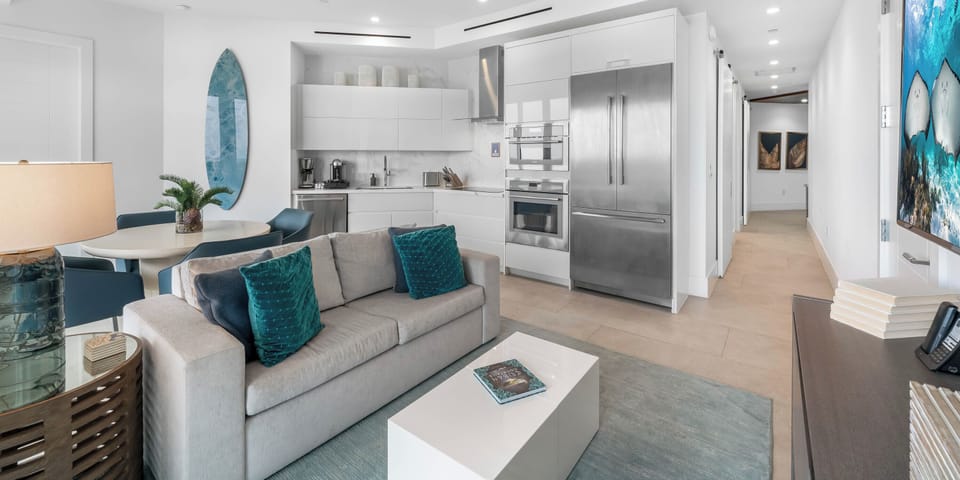 Living area with television.