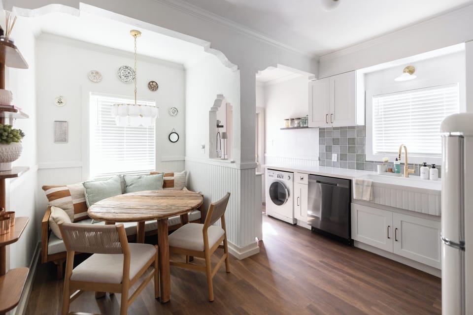 a cozy dining nook with room for up to 4 people to share a meal