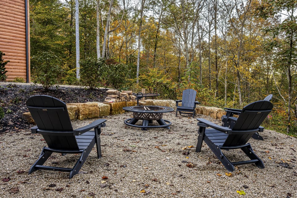 Cozy outdoor fire pit area surrounded by nature's calm