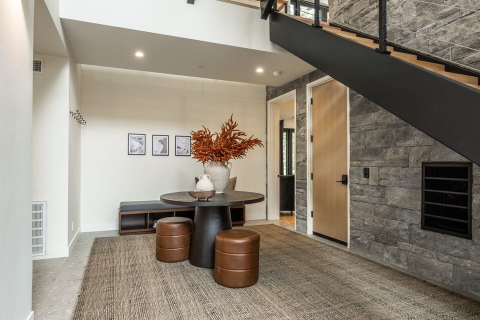 Entry- With Bench and Hooks and Table with Ottomans