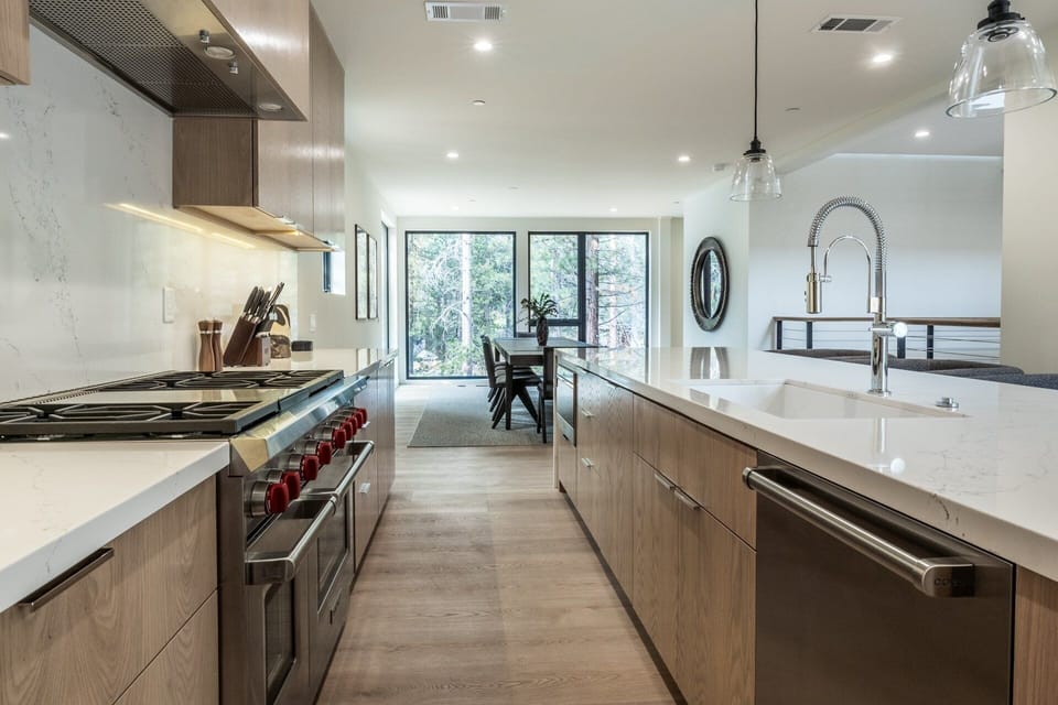 Fully Equipped Chefs Kitchen , Quartz Counters, 4 Stools, Wold 48 gas range/oven, paneled refrigerator