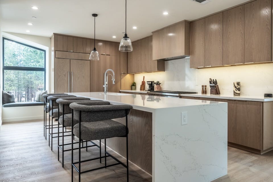 Fully Equipped Chefs Kitchen , Quartz Counters, 4 Stools, Wold 48 gas range/oven, paneled refrigerator