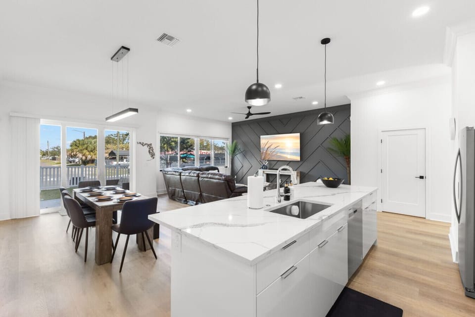 View of kitchen and living area