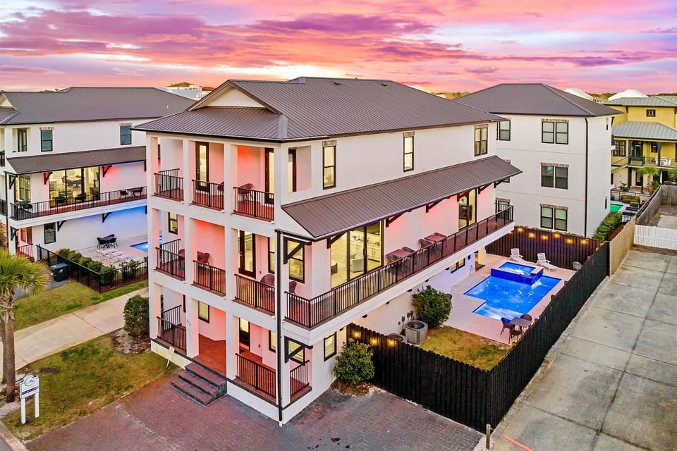 Arcadia Sands is the ultimate luxury beach retreat that SLEEPS 36! Just steps from PRIVATE beach access with OCEAN VIEWS. Enjoy a heated pool, hot tub, outdoor kitchen, game room, and private movie theater—ideal for large groups and family vacations.